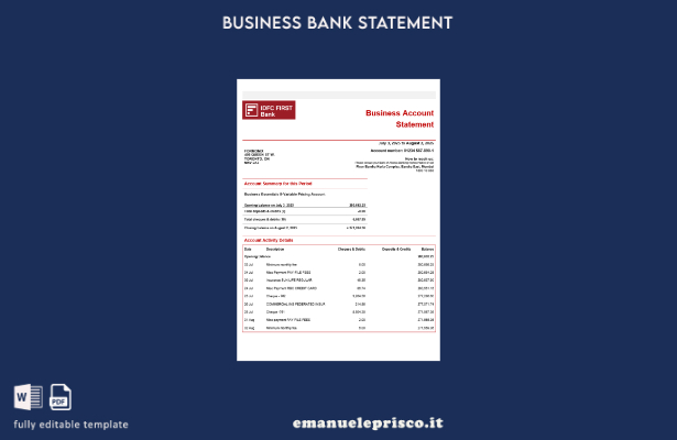 stile verificato IDFC Modello di estratto conto verificante la prima azienda Mod